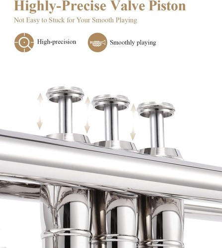 ๐บ Eastar Bb TRUMPET STUDENT / INTERMEDIATE SCHOOL BAND CONCERT TRUMPET SILVER - Picture 5 of 16