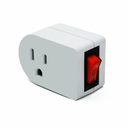 2 Pcs 3 Prong Grounded AC Power Wall Tap 1 Outlet w/ ON / OFF Switch Button - Picture 2 of 4
