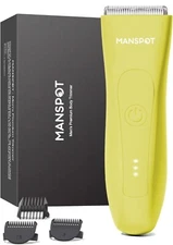 MANSPOT Pubic Hair Trimmer for Men (Metallic Lemon), Replaceable Ceramic Blade H