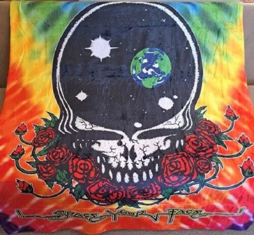 New Grateful Dead Plush Fleece Throw Gift Blanket Space Your Face Rainbow Skull - Picture 2 of 5