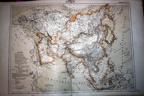 World Atlas by Brockhaus, 54 engraved maps, 1871, printed in Leipzig - Picture 9 of 10