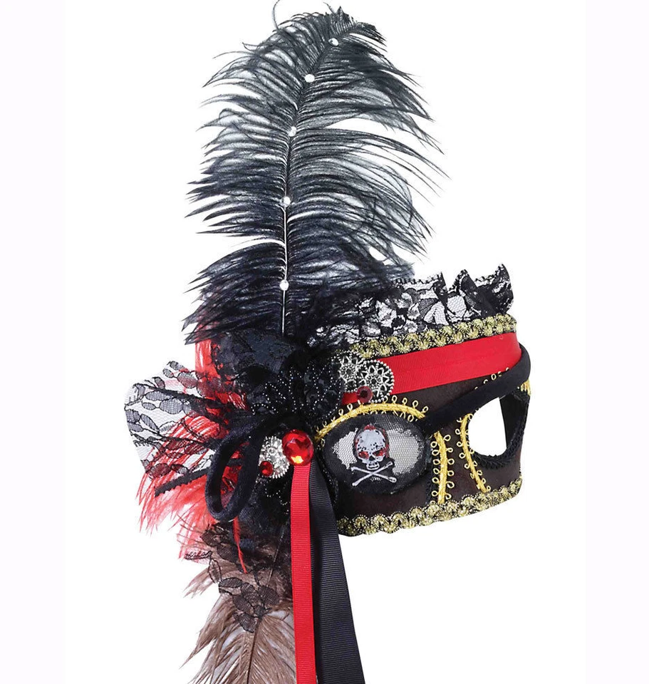Venetian Pirate Lady Mask Adult Buccaneer Beauty Skull Masquerade Party Costume — 第 3/3 张图片
