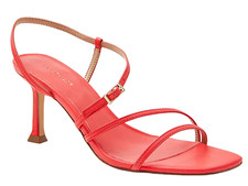 NEW ANN TAYLOR HIBISCUS RED LEATHER STRAPPY HEELED SANDALS HIGH HEELS PUMPS SZ 8