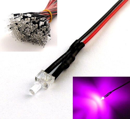 1,8mm 2mm 3mm 5mm 12V LED mit 20cm Kabel AUSWAHL  klar matt auto RGB UV - Bild 22 von 60