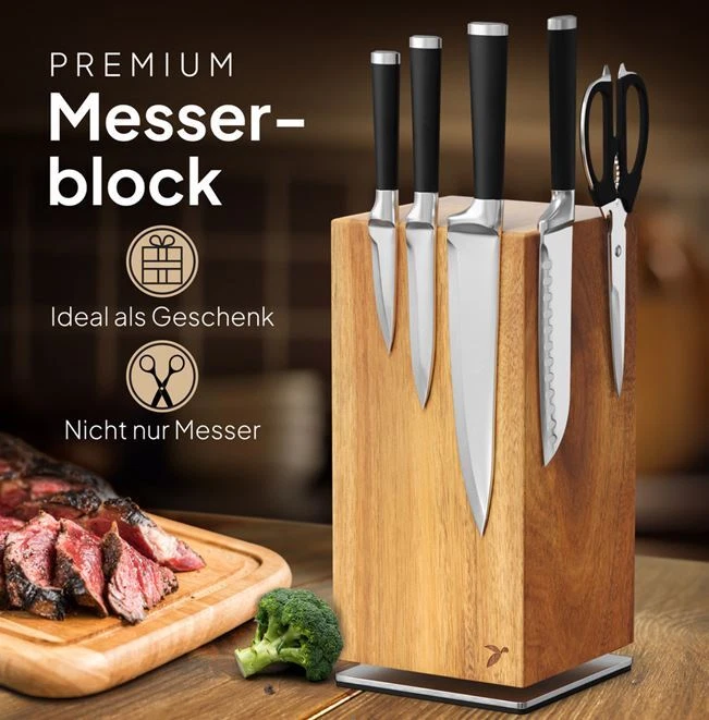 Mahona Drehbarer Messerblock Messerhalter Edles Akazienholz Magnetisch 01B11301 - Bild 2 von 4