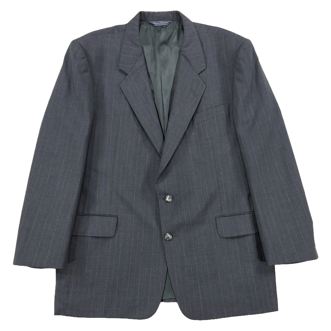 FILA Giacca tuta blazer lana Gieves and Hawkes 46R grigio a righe Savile Row vintage