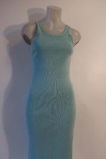 Womens Amo Blue Ribbed Sleeveless Maxi Tank Dress M