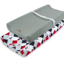 BlueSnai lSuper Soft and Stretchy Baby Changing Pad Cover 2pk red Anchor Gray