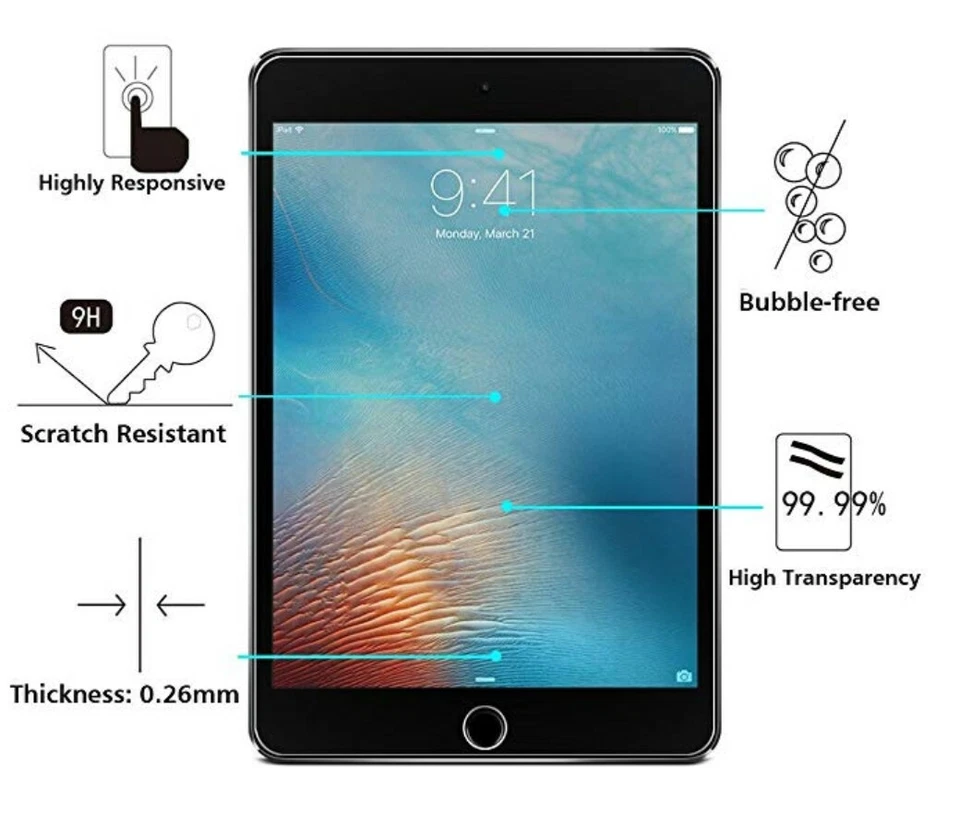 3-Pack or iPad 9.7 Pro 5th 6th Air Air 2nd Gen TEMPERED GLASS Screen Protector - Image 2 of 4