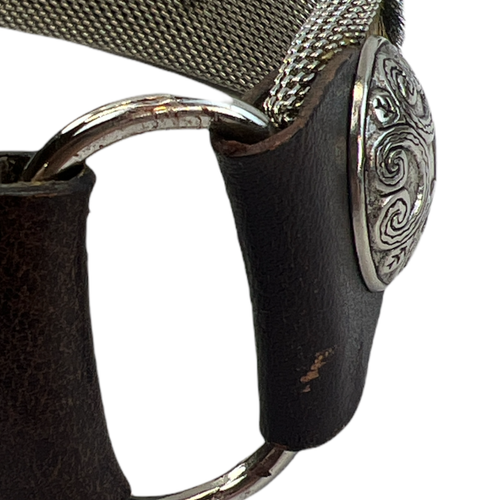 Nanni Italy Leather Animal Print Calf Hair Belt 42 inches Brown Silver Buckle - Picture 6 of 7