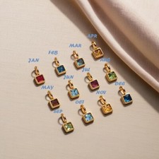 12 Birthstone Charm Necklace Colourful Family Cubic Birth Stone Jewellery Gift