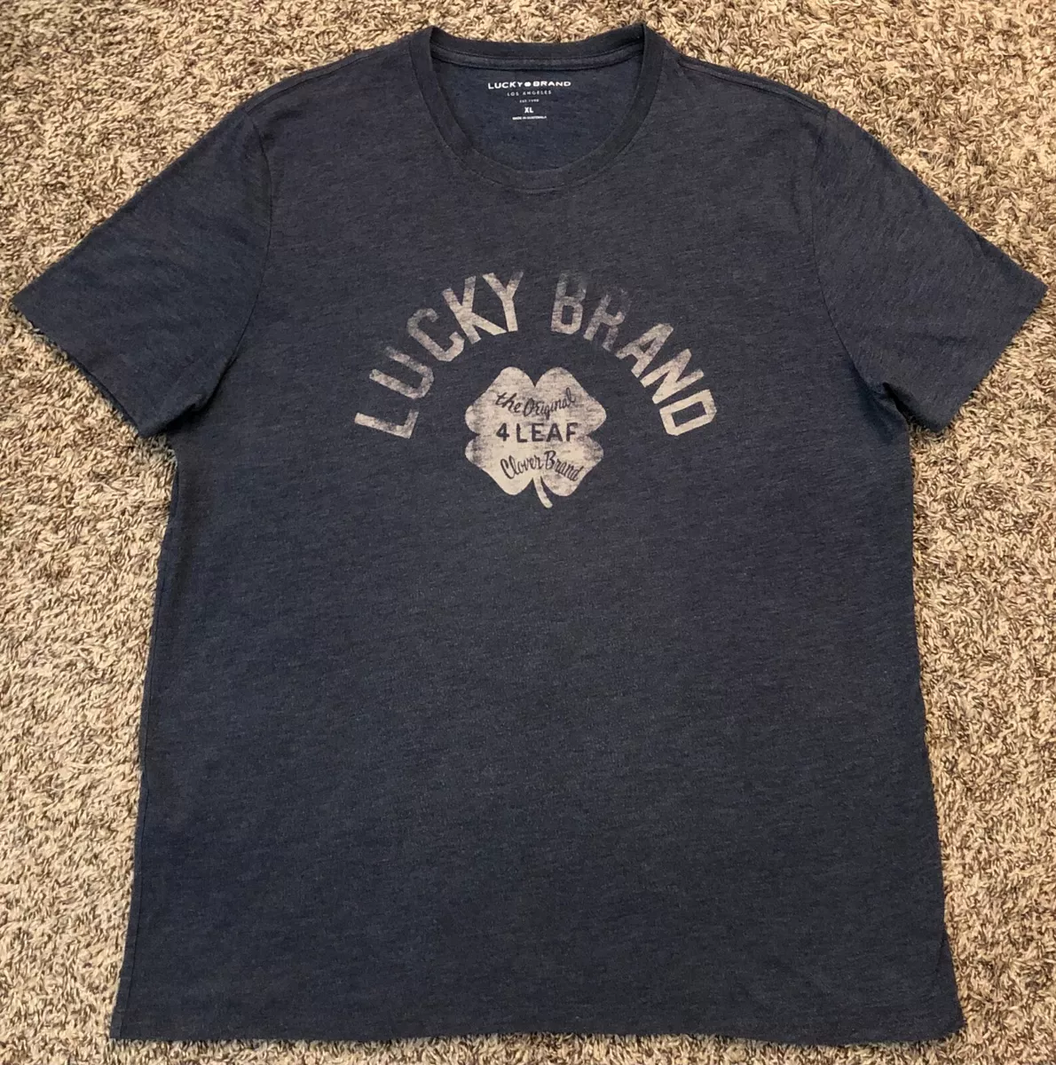 Lucky Brand Official The Original 4 Leaf Clover Brand Distressed Logo  T-Shirt XL