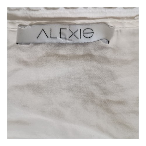 Alexis Dress M Womens White Short Shift 3/4 Sleeve V-Neck 100% Cotton Casual - Picture 3 of 4