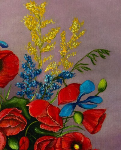 Red Poppies Original Oil Painting Floral Still Life Flowers Bouquet 20x24in - Picture 9 of 13