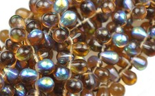50 SMOKY TOPAZ AB CZECH GLASS TEAR DROP TEARDROP BEADS 8MM LIMITED