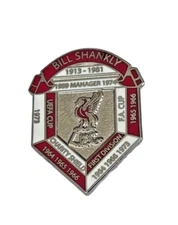 BILL SHANKLY LIVERPOOL MANAGER HONOURS PIN BADGE FREE UK 48HR SHIPPING