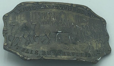 American Express Co Wells Butterfield Belt Buckle Bergamot Brass Western Horses