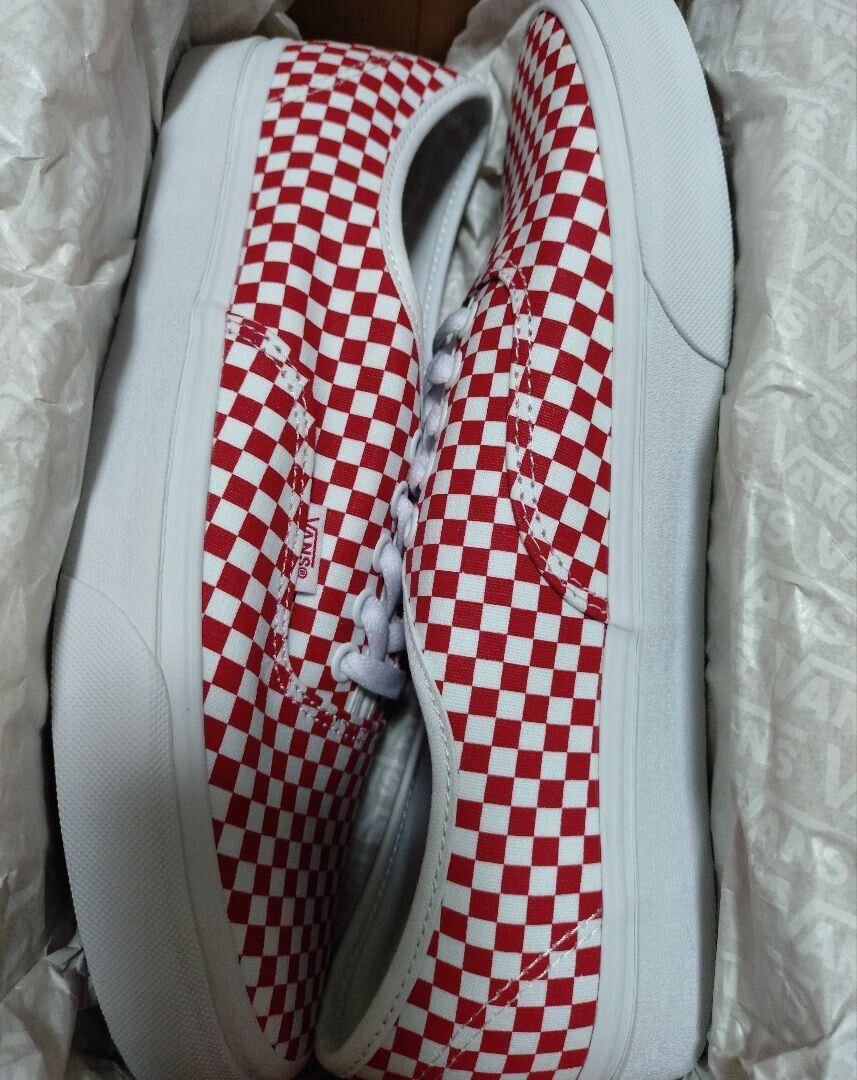Vans Checker Authentic Sneakers Shoes Red White Men's US9.5 / JP27