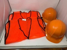 (2) Condor 52Lc99 Front Brim Hard Hat Ratchet 4-Point Orange +2 Vests 045