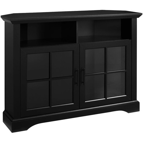 Pemberly Row Glass Door Tall Corner TV Stand for TVs up to 50" in Solid