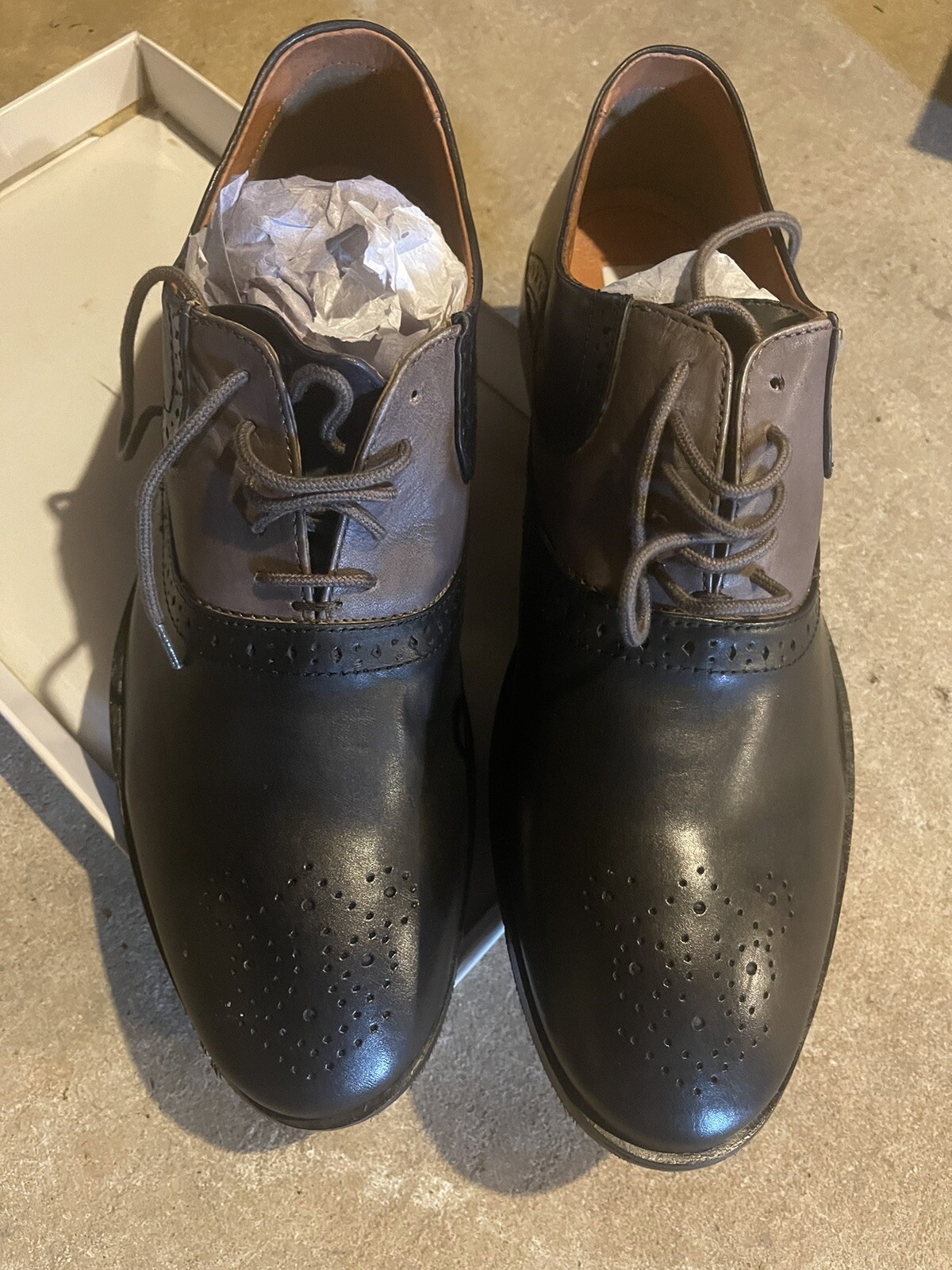 SAOLA Scarpe in pelle Ben Sherman da uomo taglia 9 derby cap punta Oxford nere in pelle stringate