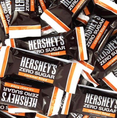 HERSHEY'S  Zero Sugar Caramel Milk Chocolate Candy Individually Wrapped 3 Pounds