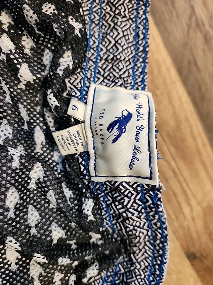 Ted Baker Mens sz 6  Shorts Swim Trunks Blue Geometric Print Worlds Your Lobster - Image 4 of 4