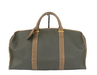 Dunhill PVC Canvas & Leather Boston Bag Travel Handbag Purse