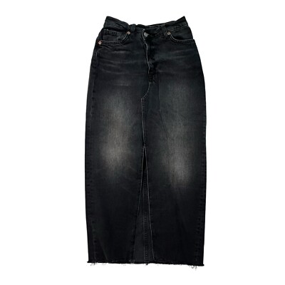 スカート Evelyn Long Denim Skirt BLACK Reformation Nila long denim skirt 23 Black Asymmetric waist
