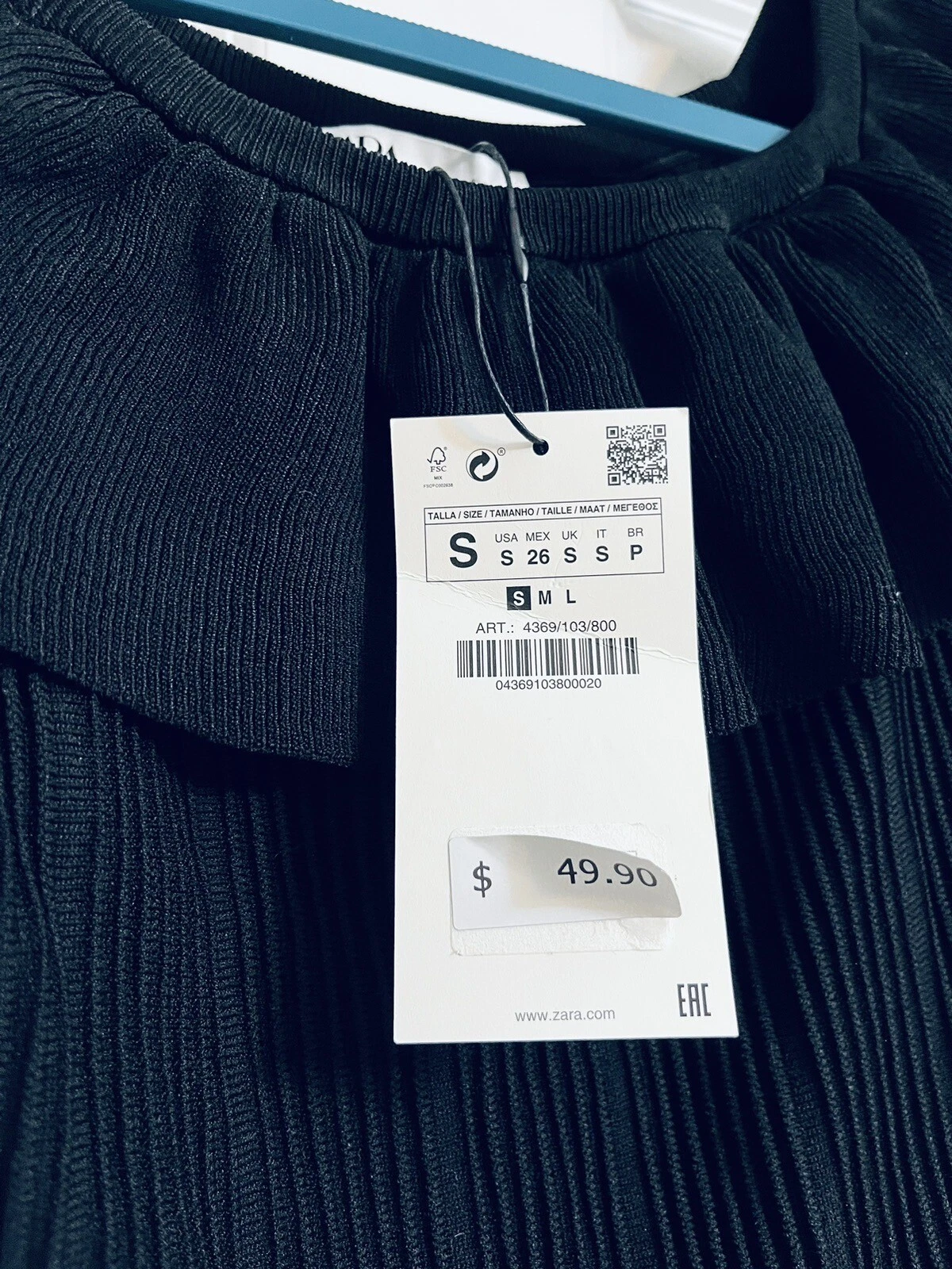 TORY BURCH Abito bodycon Zara nero stretch lavorato a maglia arricciata sulle spalle piccolo S