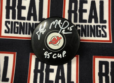 John MacLean Autographed Devils Puck 95 Cup Inscription JSA COA SIGNED 6/14/25