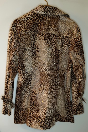 Palm Dreams Palm Desert Animal Print Leopard Trench Coat Jacket Size XL Sequins - Picture 13 of 13