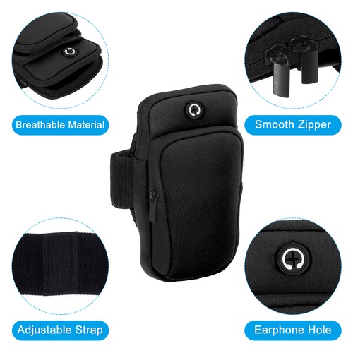 Bracelet de téléphone pour bracelet de course support de téléphone portable support de téléphone de course noir - Photo 3 sur 5