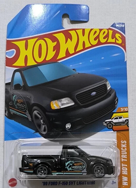 INHAND D2025 Hot Wheels 1999 Ford F-150 SVT Lightning Diecast Car on International Card