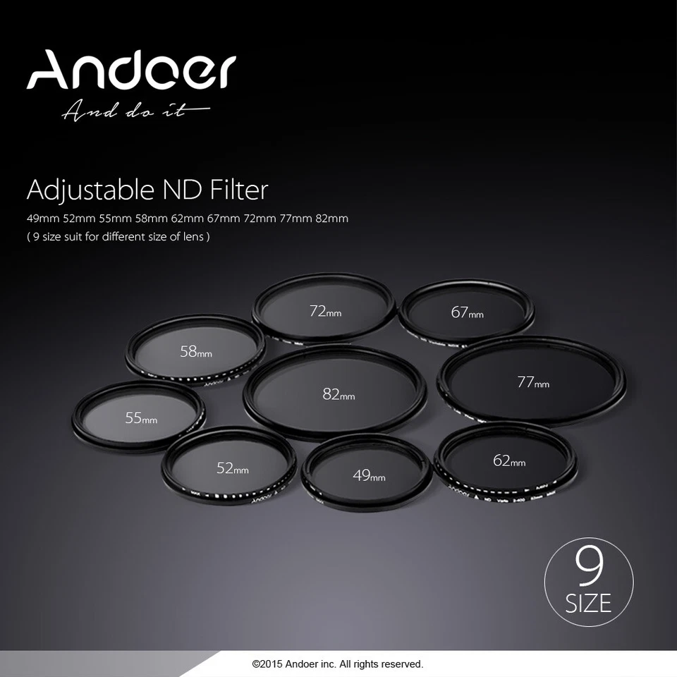 77mm  Fader NeutralDensity Adjustable ND2 to ND400 Filter for DSLR G0F5 - Image 2 of 4