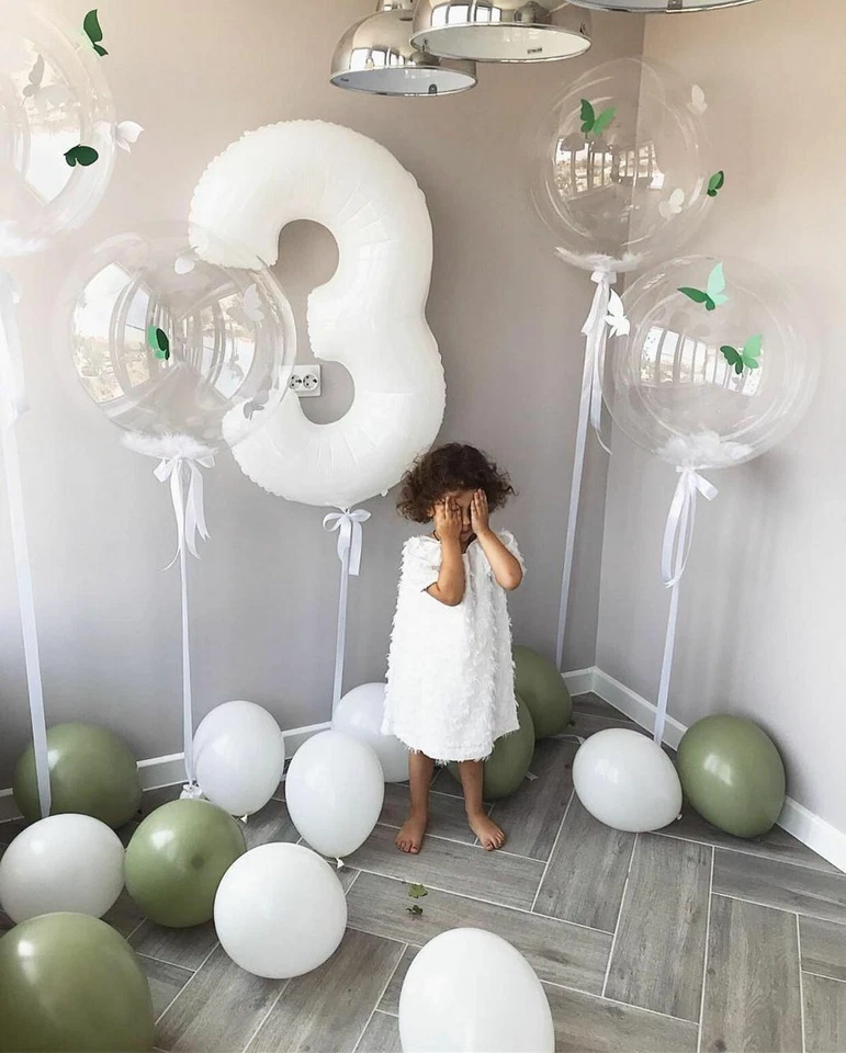 40" White Number Foil Balloon Birthday Party Decorations & Decor 0123456789 - Image 3 of 4