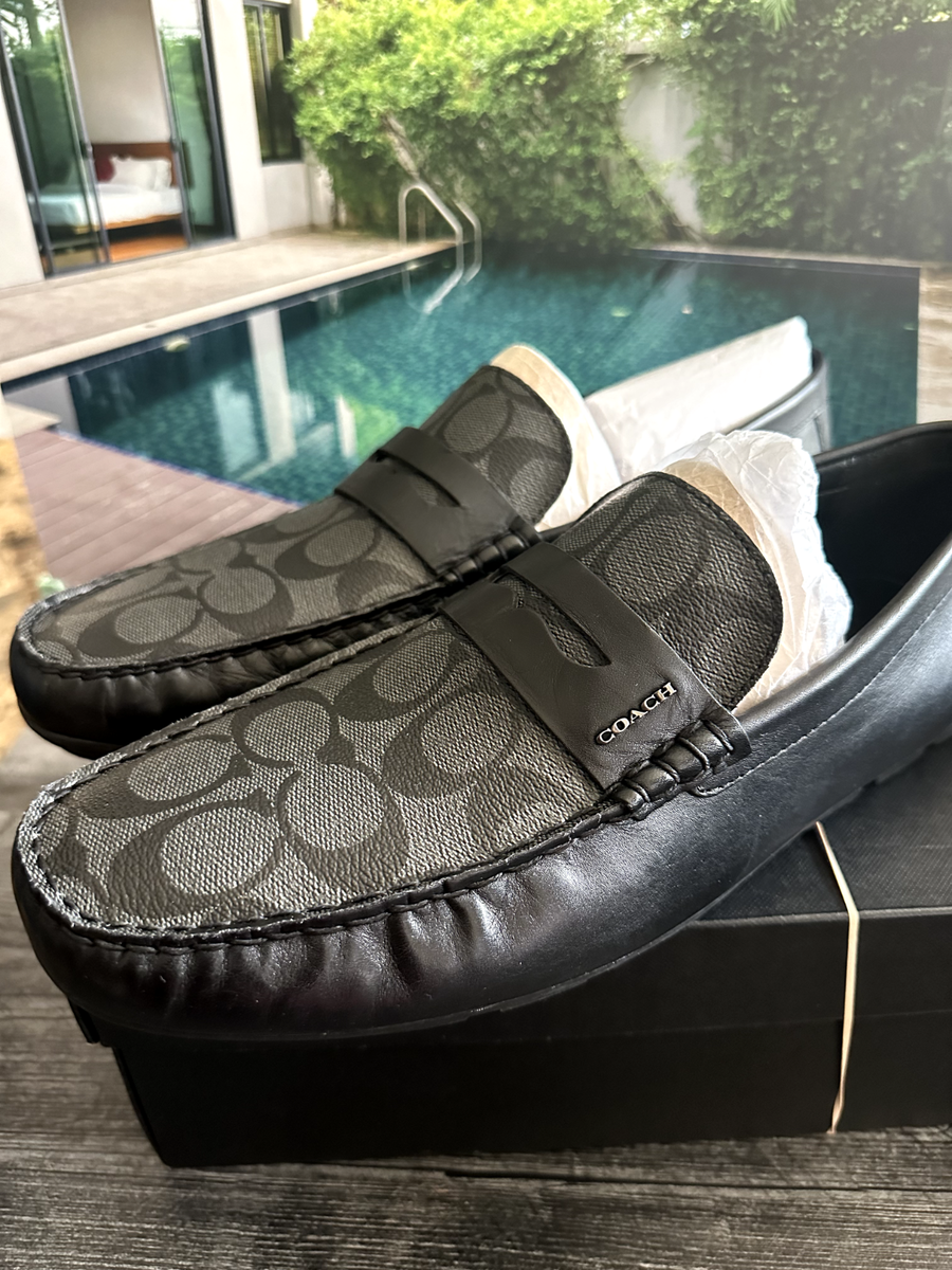 COACH Men's Shoes Loafer Size 12 US Black Leather MOTT COACH Men's Shoes Loafer Size 12 US Black Leather MOTT