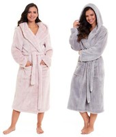 Ladies Snuggle Dressing Gown Robes Extra Long Super Soft Cuddly Bathrobe Gowns 