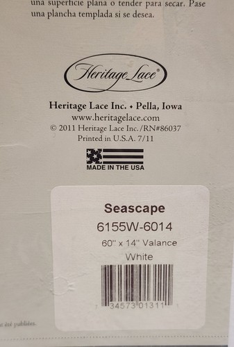 New~Heritage Lace SEASCAPE 60" X 14" White Valance Seashells - Picture 3 of 4