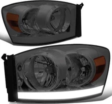 SMOKE LED DRL Headlights Assembly For 2006-2009 Dodge Ram 1500/2500/3500 PAIR