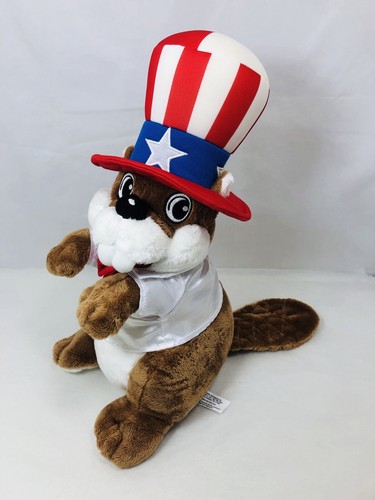 "Felpa patriótica Bucees Beaver 4 de julio juguete de peluche 14"" falta chaleco azul" - Imagen 10 de 12