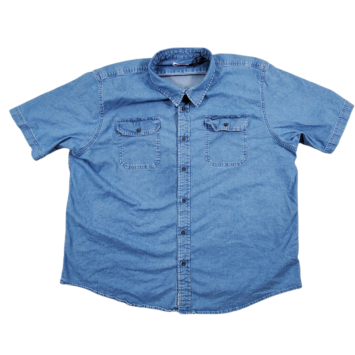 Wrangler Shirt Short Sleeve Button Up Men's 3XL Blue Denim