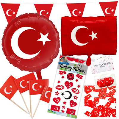 TÜRKEI - Party Geschirr Deko Turkey Mottoparty Länderparty Fahne Flagge Set
