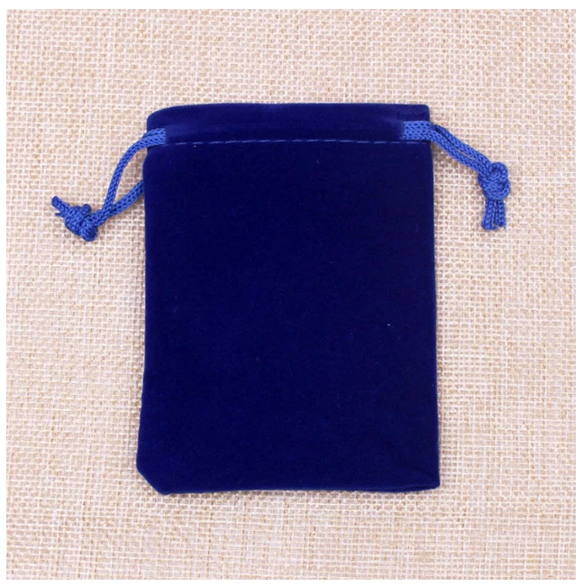 Small Blue Velvet Jewelry Gift Gold Silver Coin Favors Party String Bag Pouches