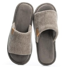 Mens Cozy Memory Foam Slippers Indoor Open Toe Warm Gifts 11-12 Grey