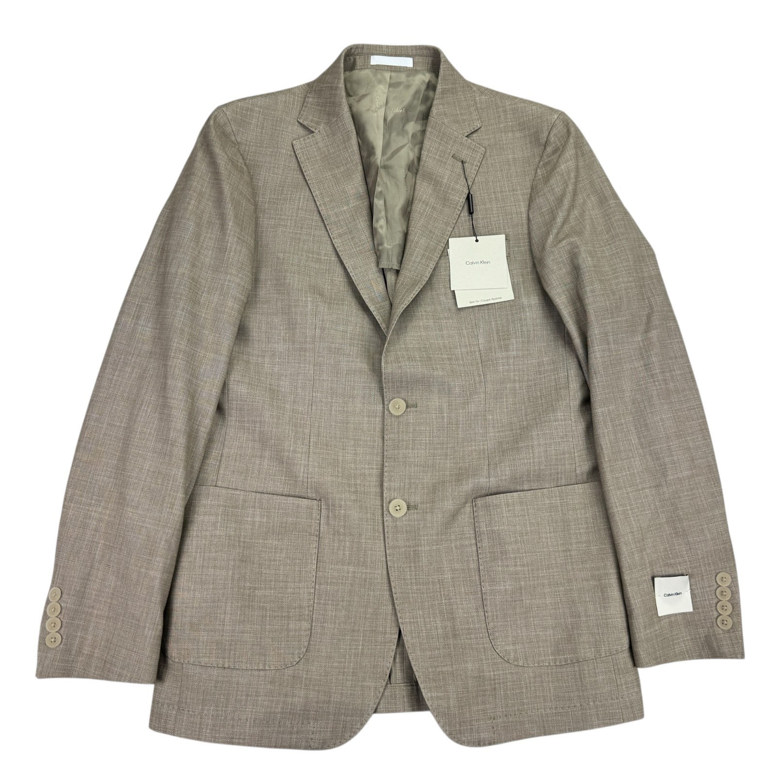 Calvin Klein Mens Mariano Slim Fit Stretch Sport Coat Tan Brown 40L