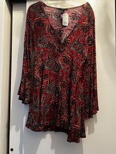 NWT FOREVER 21 Women's Paisley Knit Dress Rust Black Medium Bell Long Sleeve