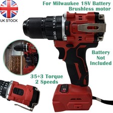 Impact Hammer Drill Electric Screwdriver 35+3 Torque For Milwaukee 18V Battery