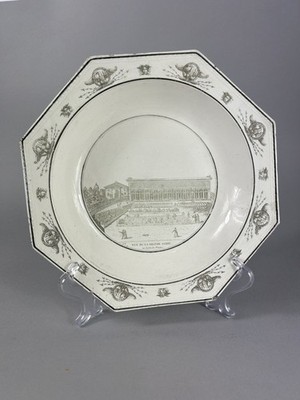 Antiker Creil Paris ''Vue de la Grande Serre'' Transferware Teller