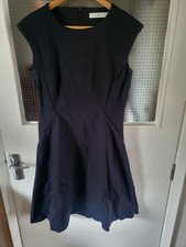 John Lewis £79 navy blue sleeveless fit & flare mini dress size 12 sleeveless